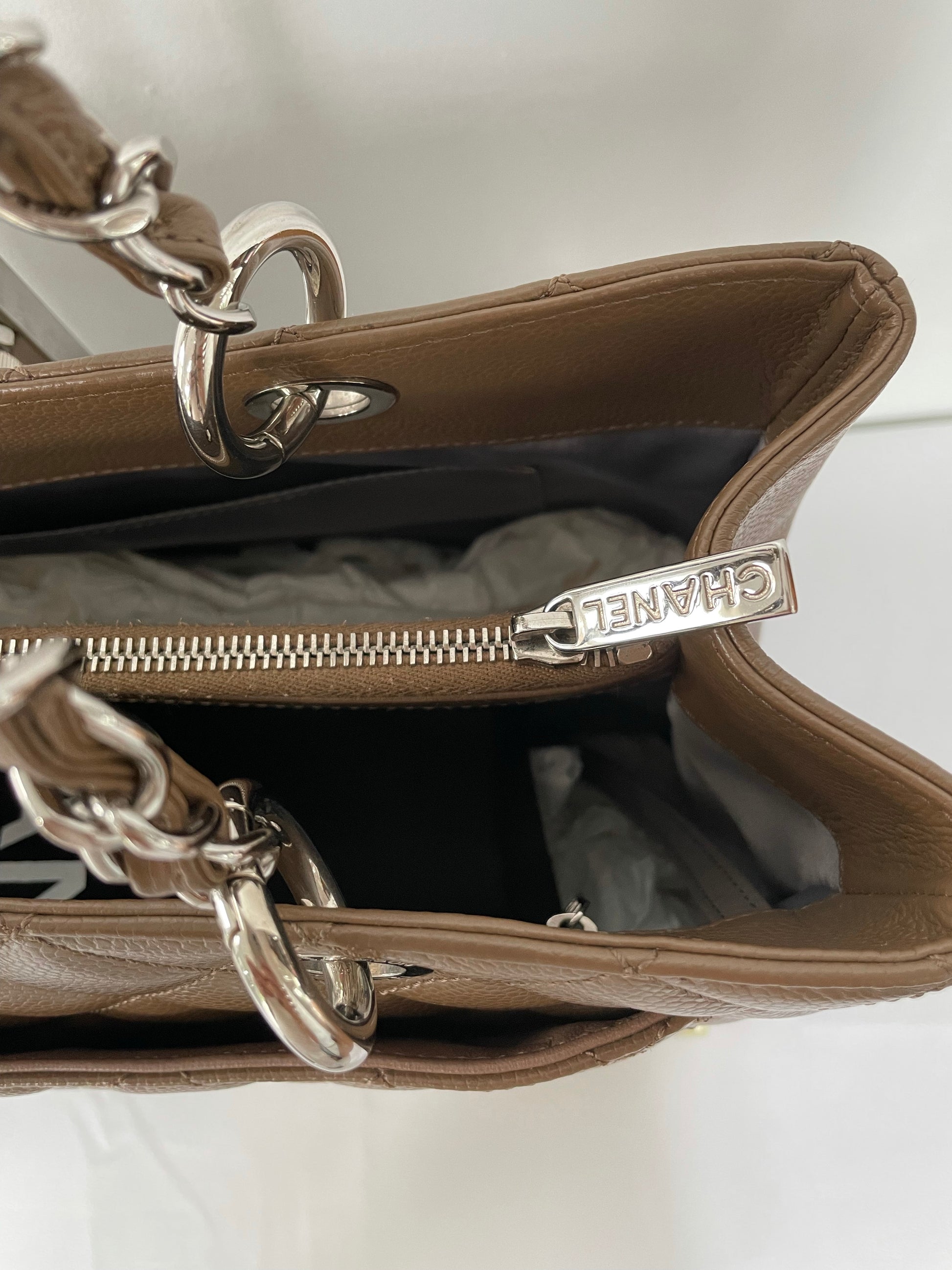 Chanel GST in Brown caviar Silver Hardware