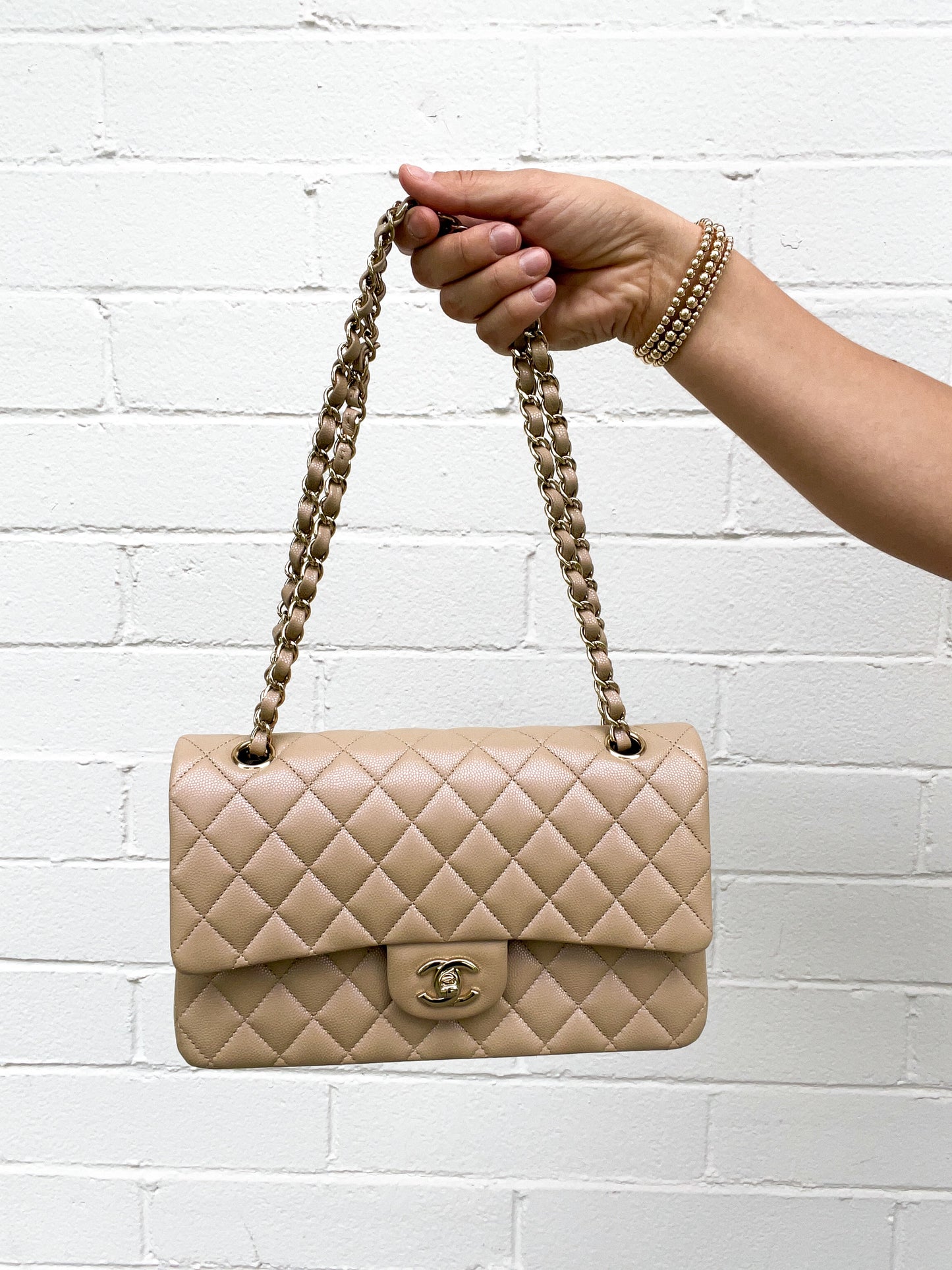 Chanel Classic Flap-21s Dark Beige iridescent-medium
