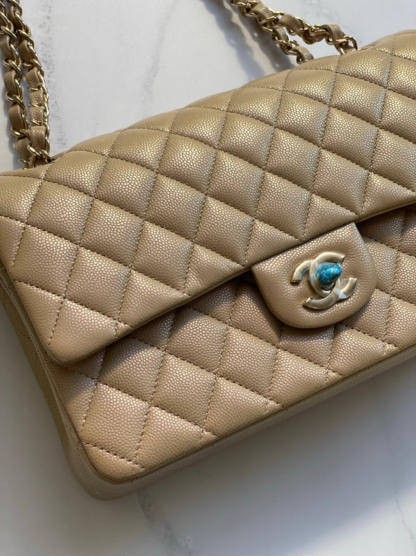 Chanel Classic Flap-21s Dark Beige iridescent-medium