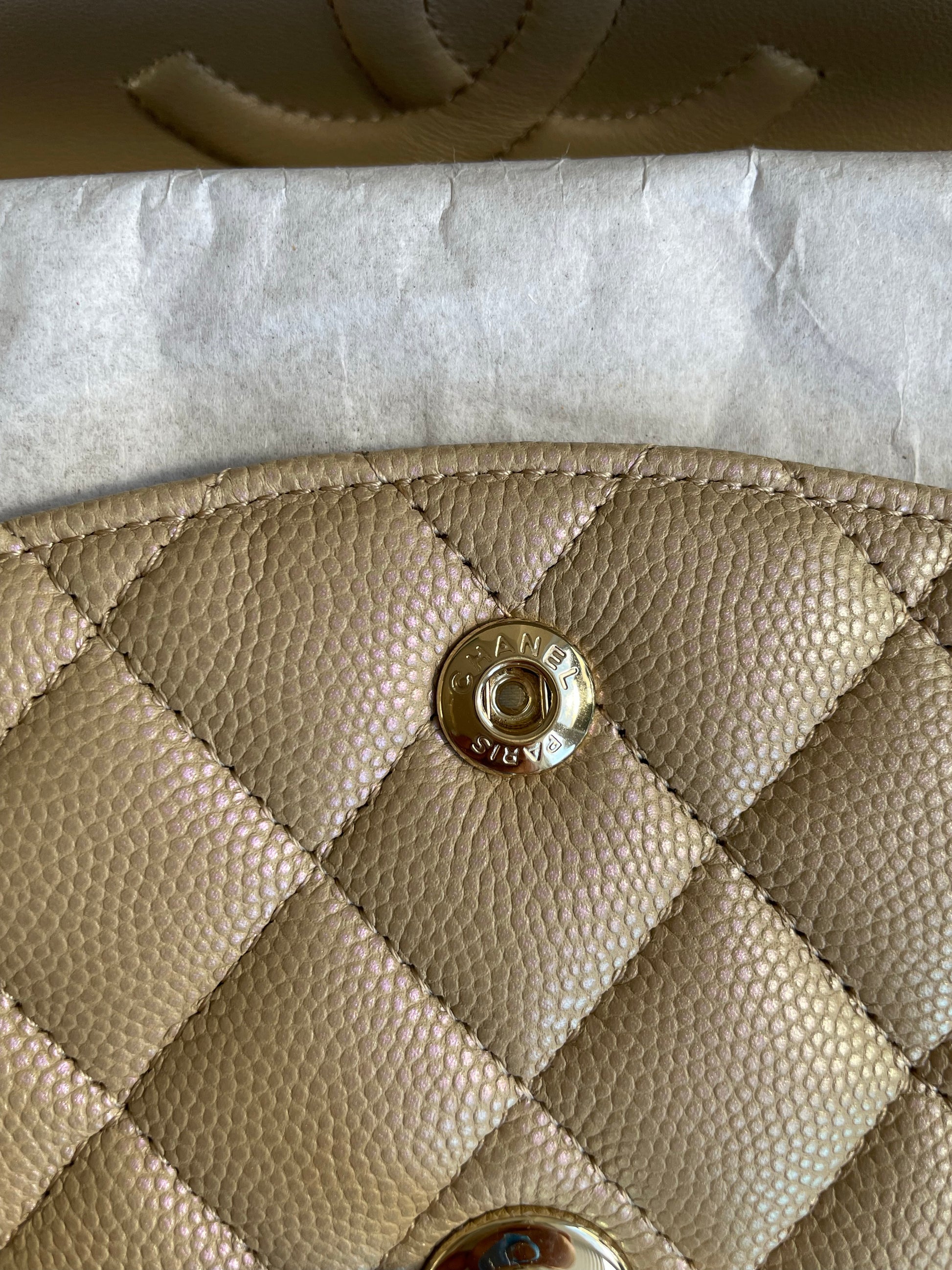 Chanel Classic Flap-21s Dark Beige iridescent-medium