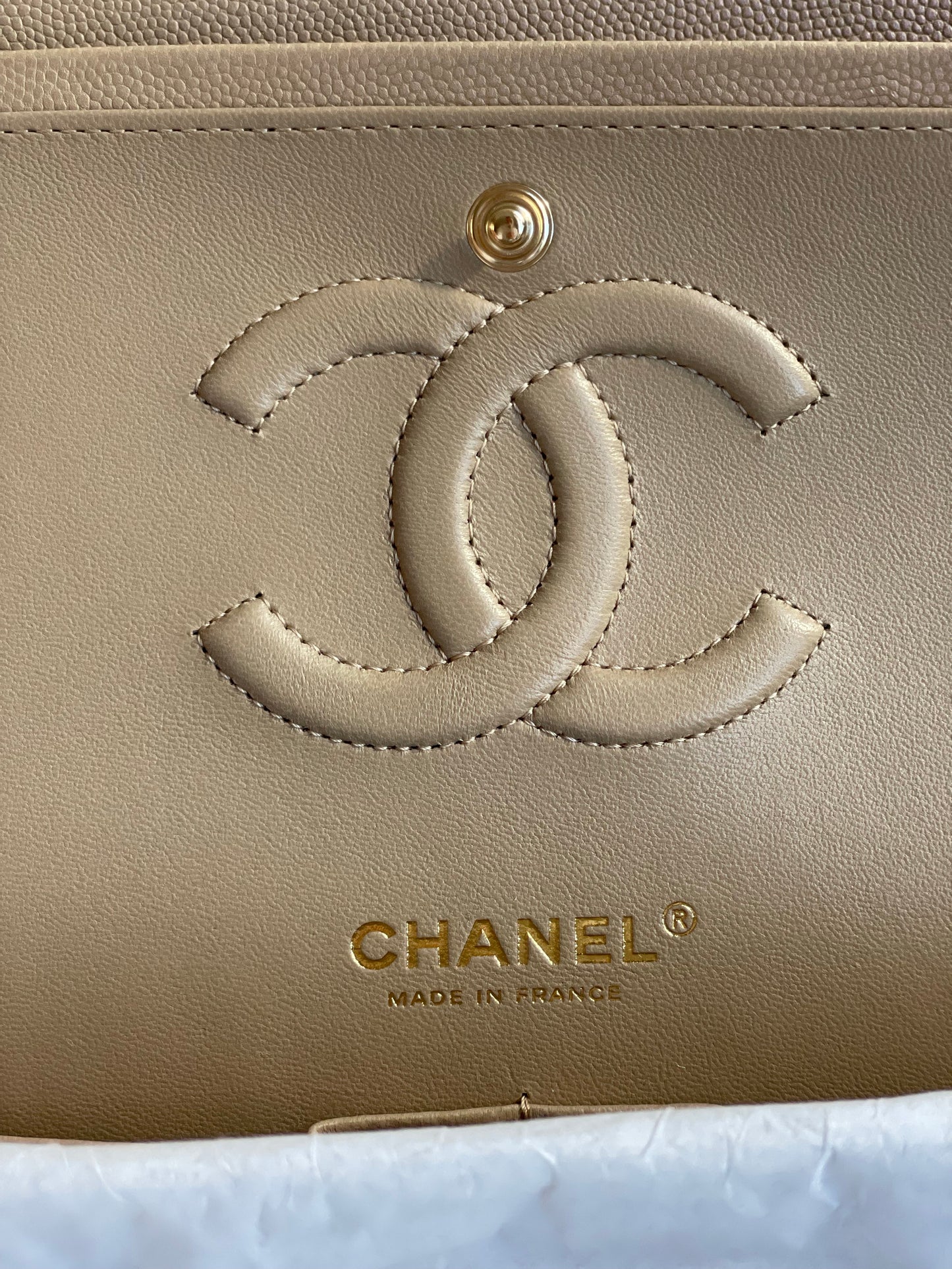 Chanel Classic Flap-21s Dark Beige iridescent-medium