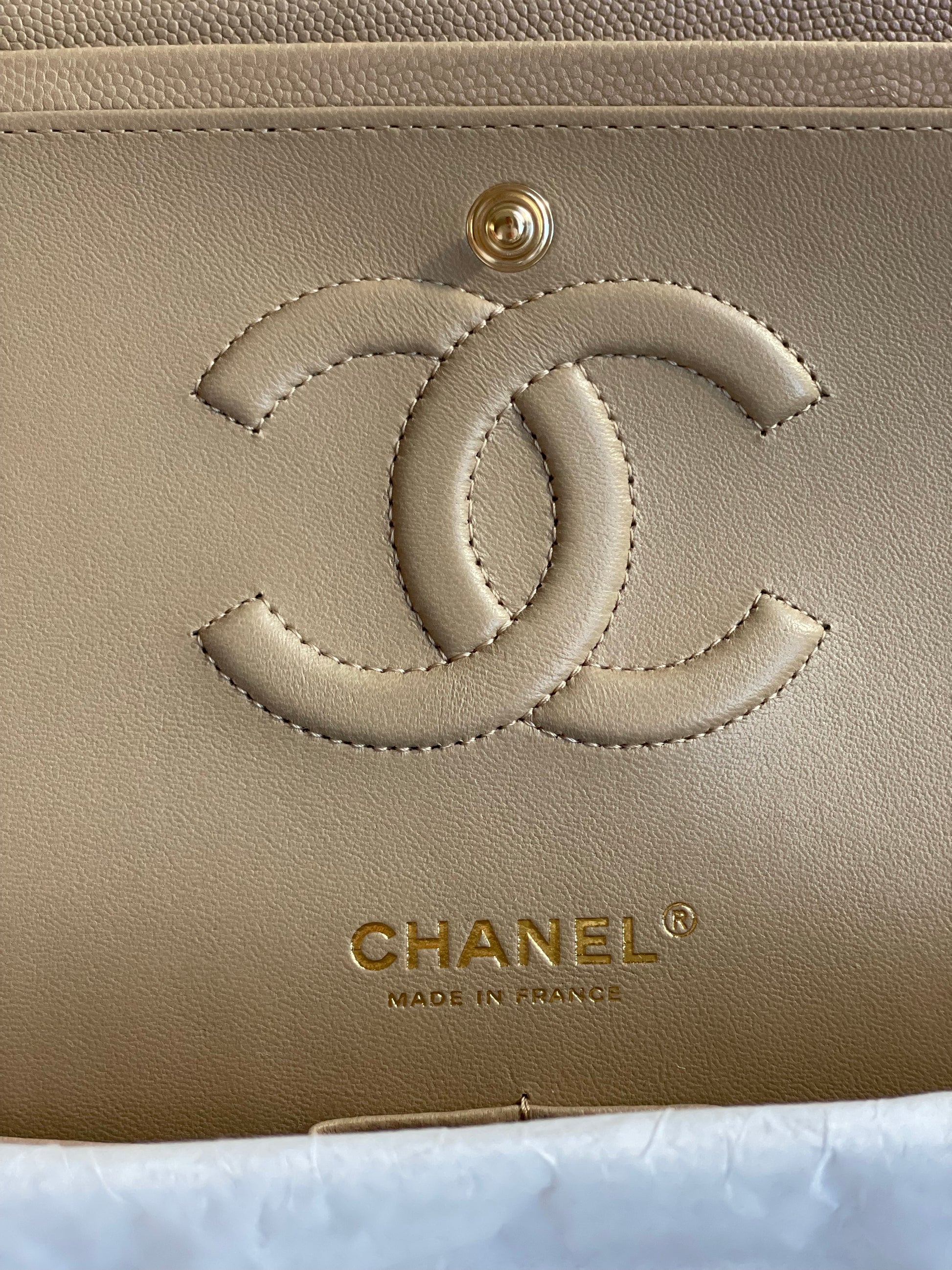 Chanel Classic Flap-21s Dark Beige iridescent-medium