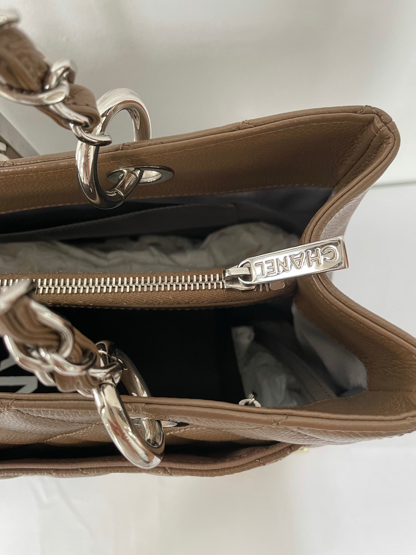 Chanel GST in Brown caviar Silver Hardware